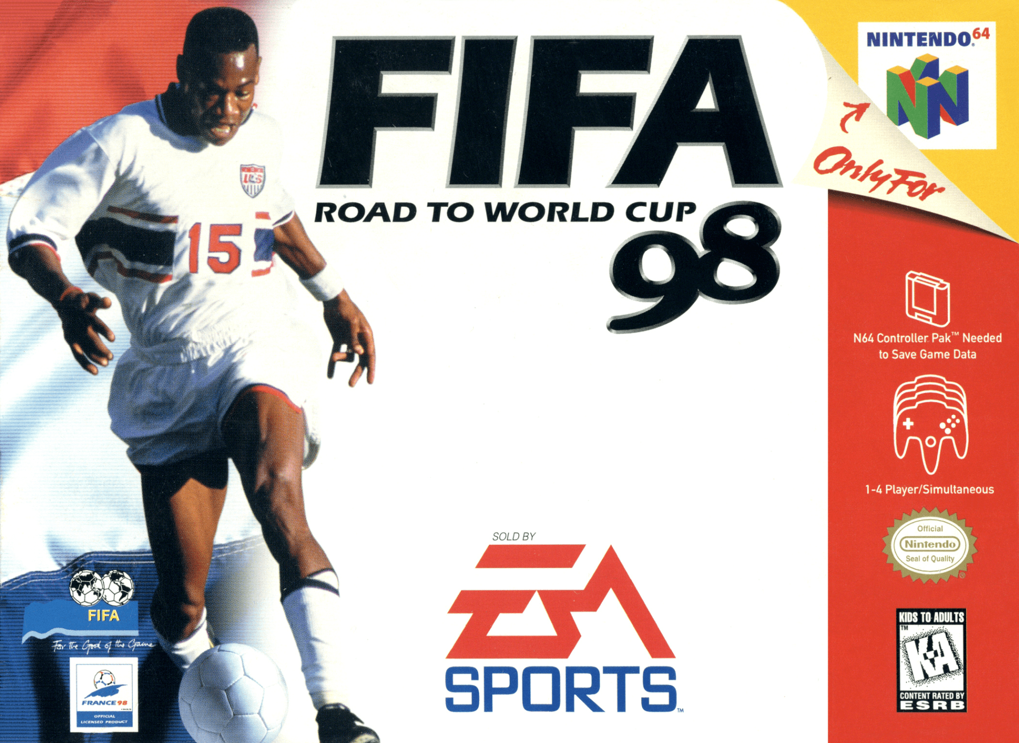 FIFA Road to World Cup 98 box art for Nintendo 64